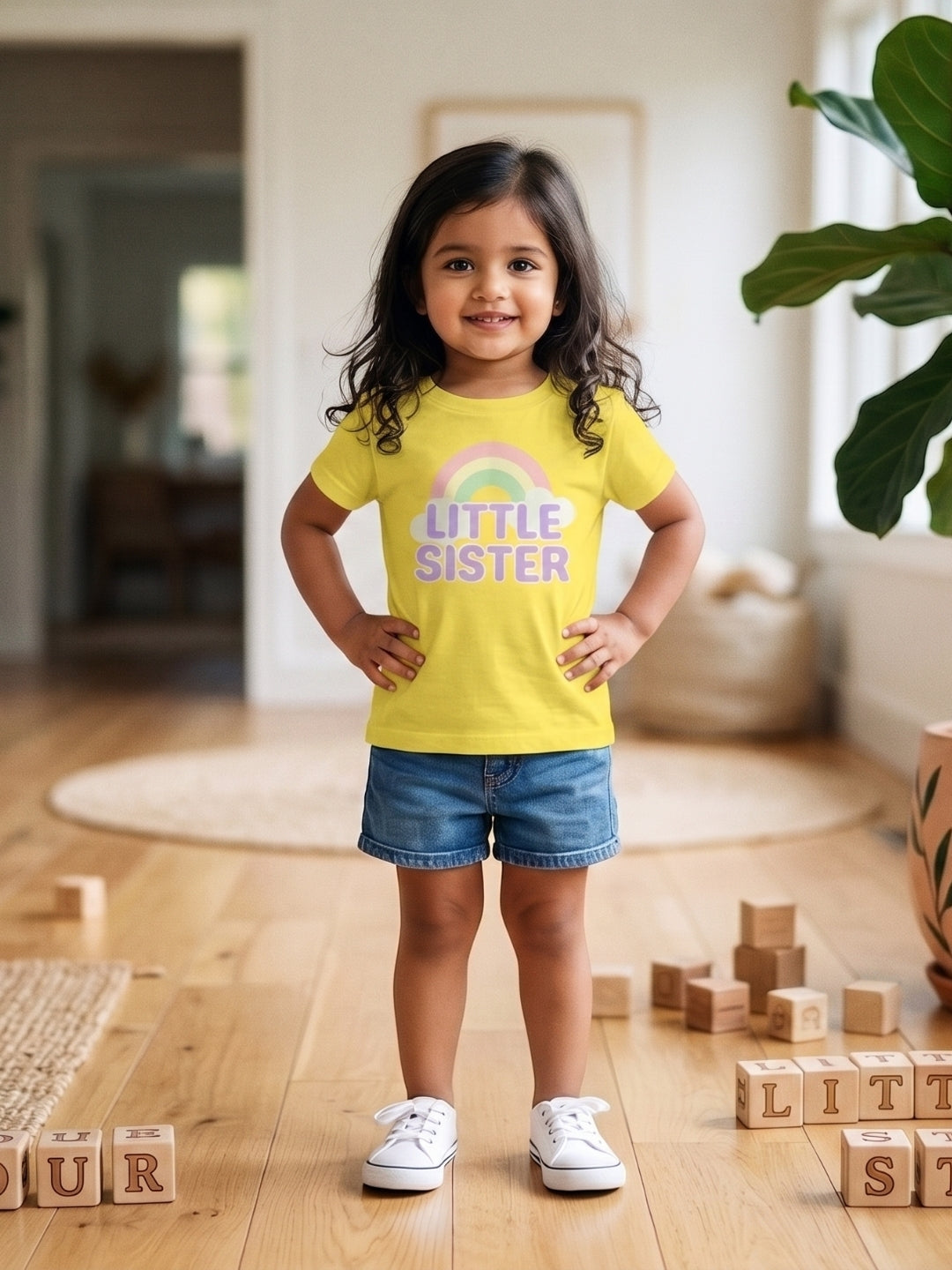 Little Sister Rainbow T-Shirt for Kids