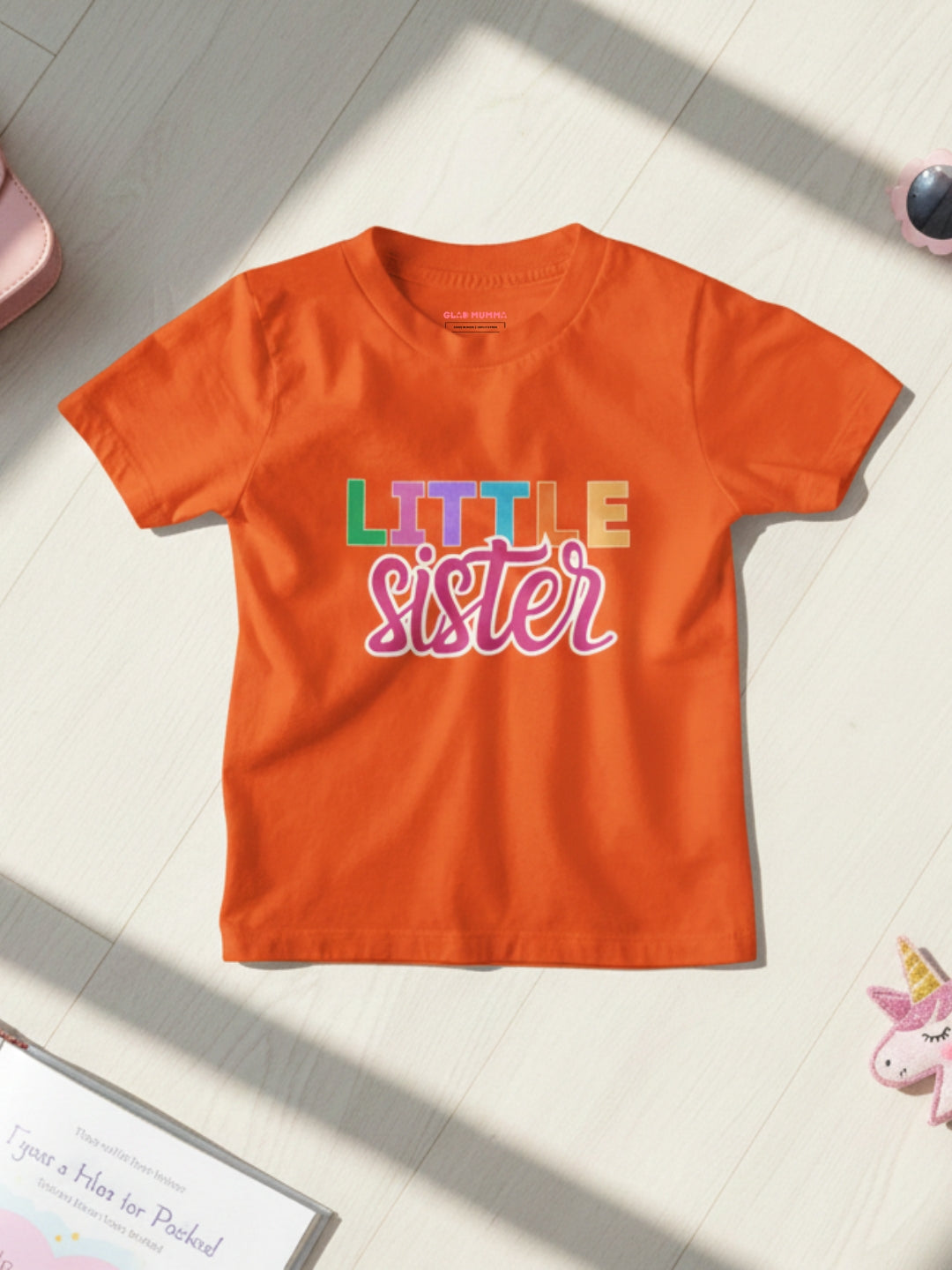 Little Sister Typography Cotton T-Shirt for Kids