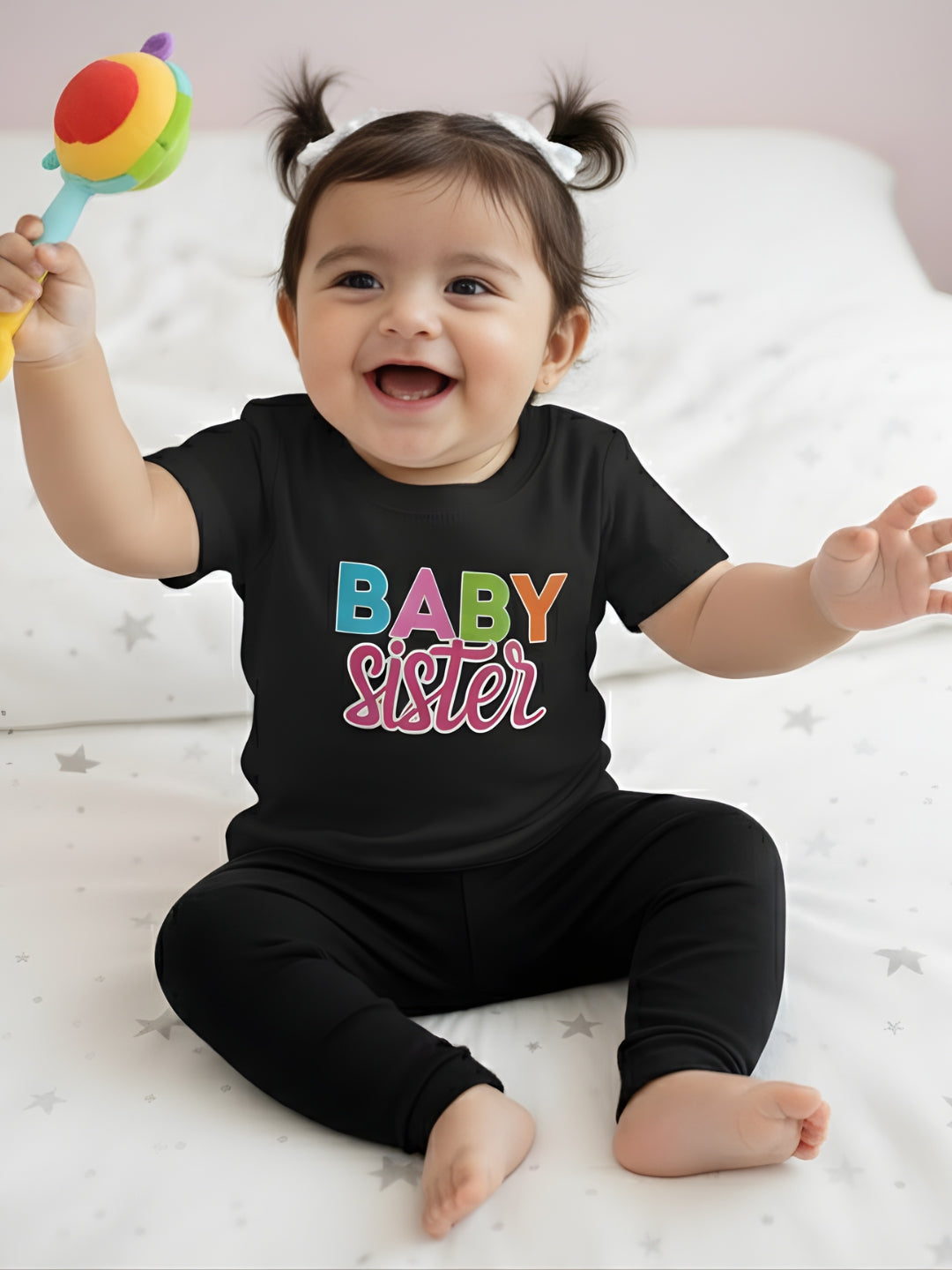 Baby Sister Typography Cotton T-Shirt for Kids