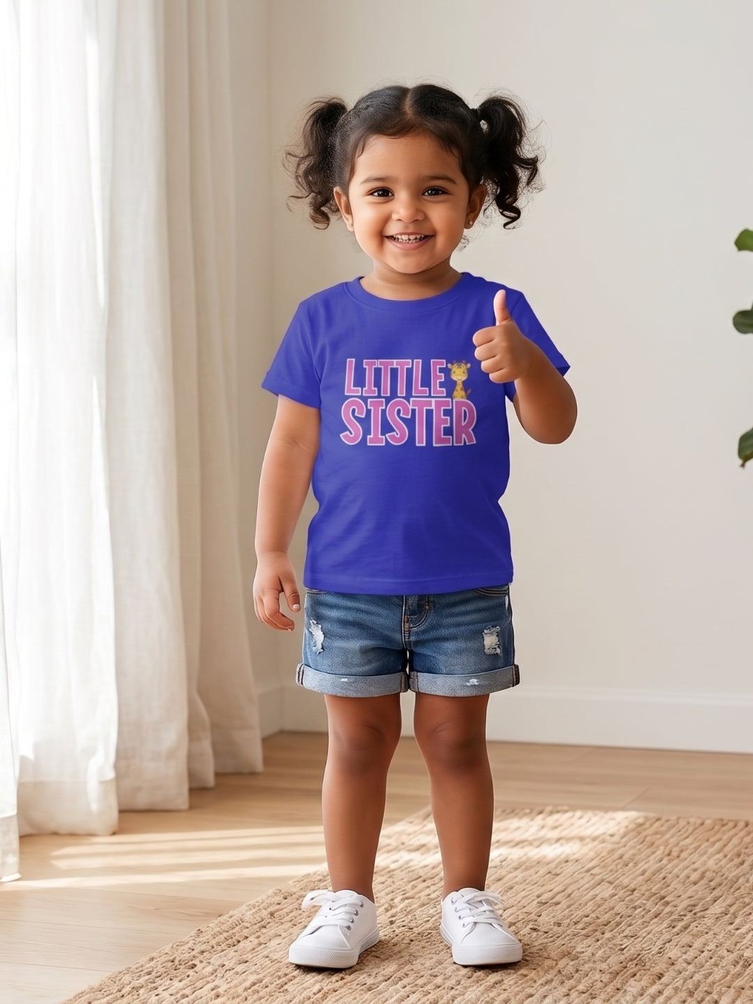 Little Sister Giraffe Print Kids T-shirt