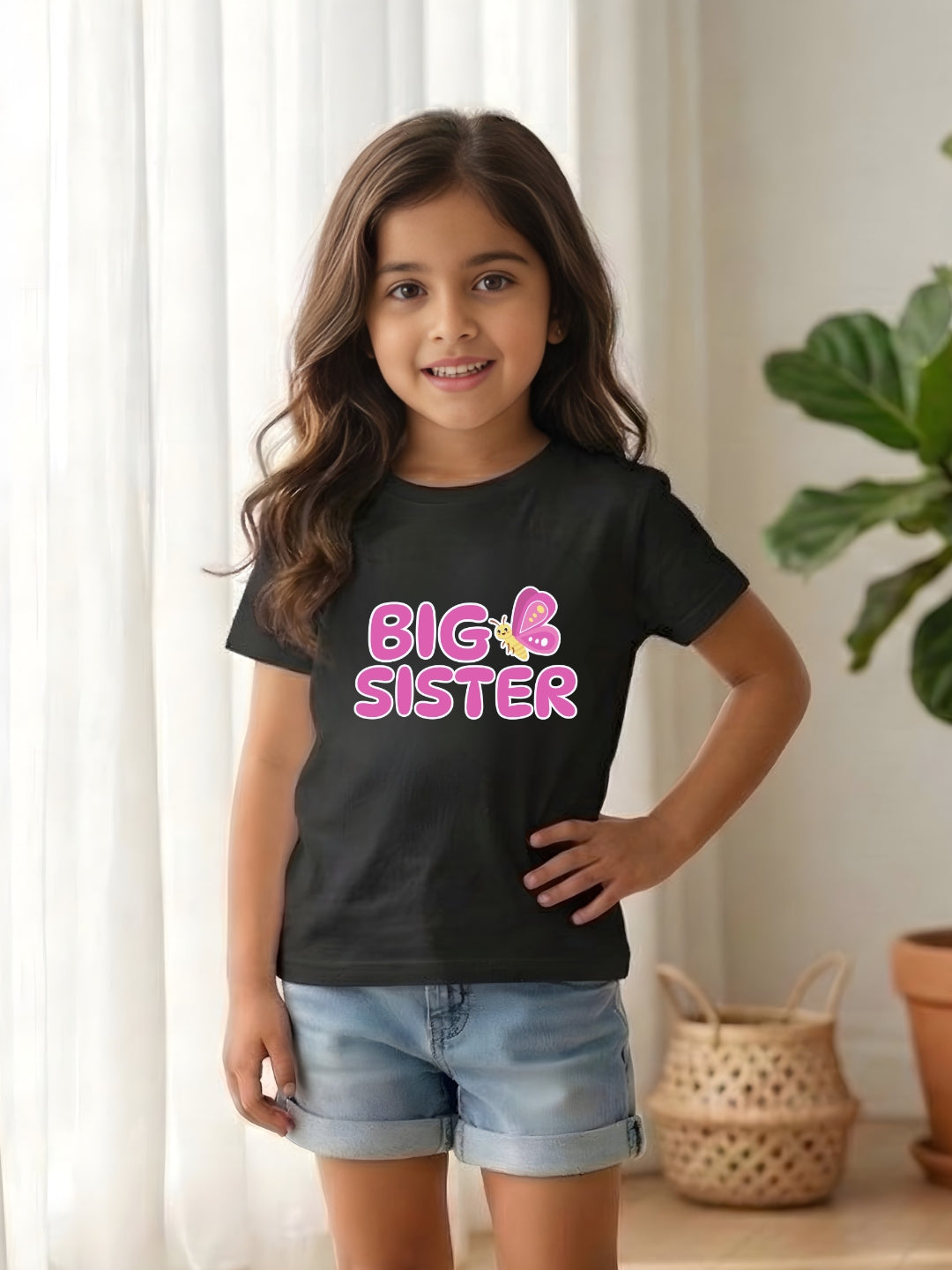 Big Sister Butterfly Kids Cotton T-shirt