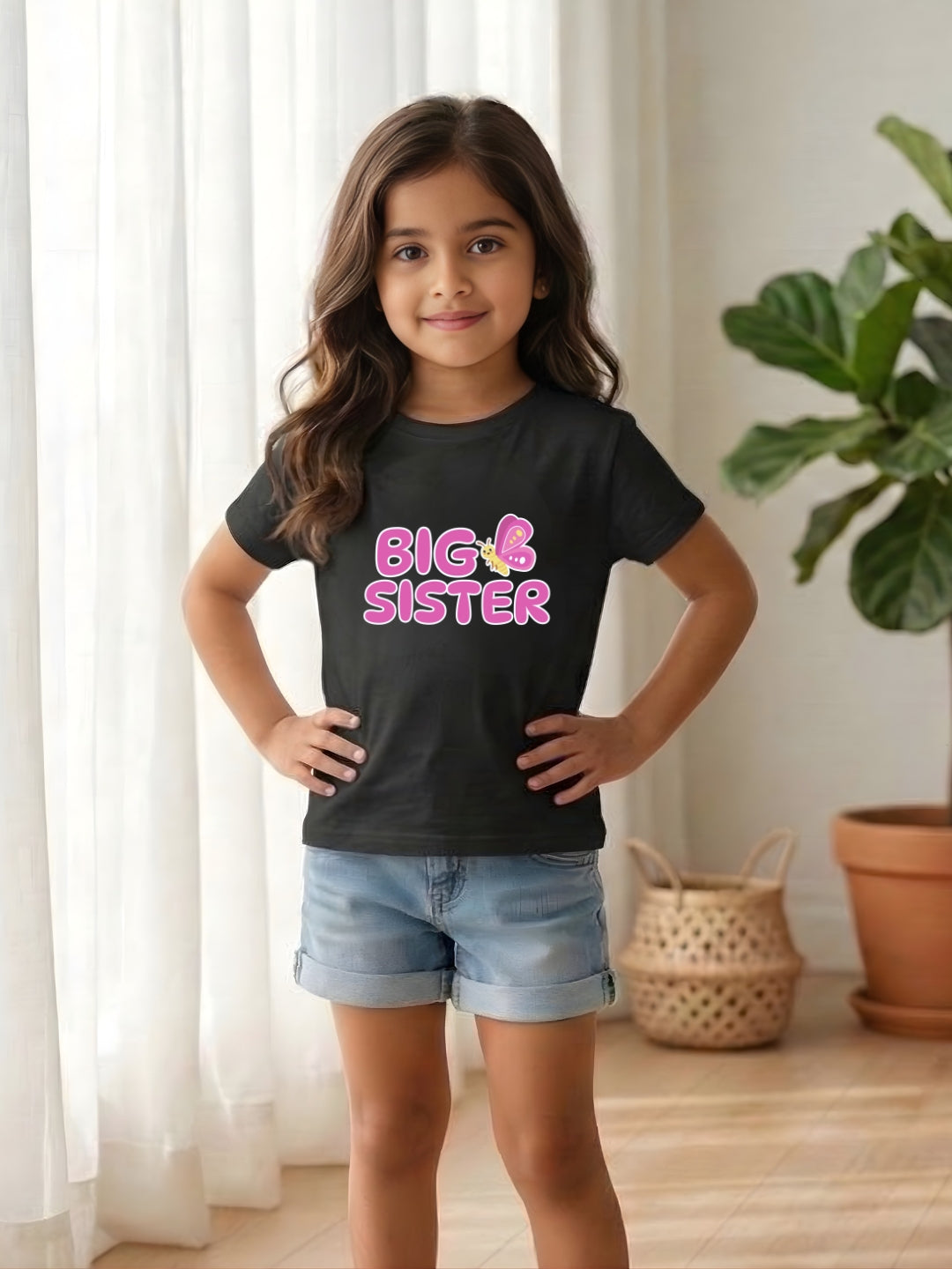 Big Sister Butterfly Kids Cotton T-shirt