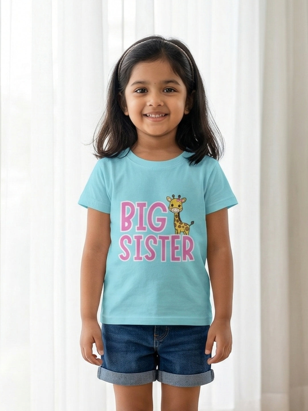Big Sister Giraffe Print Kids T-shirt