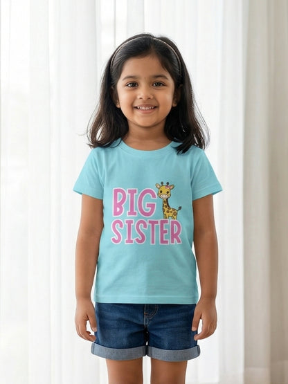 Big Sister Giraffe Print Kids T-shirt