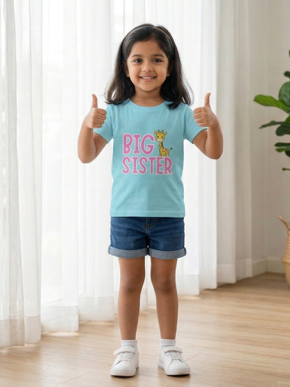 Big Sister Giraffe Print Kids T-shirt