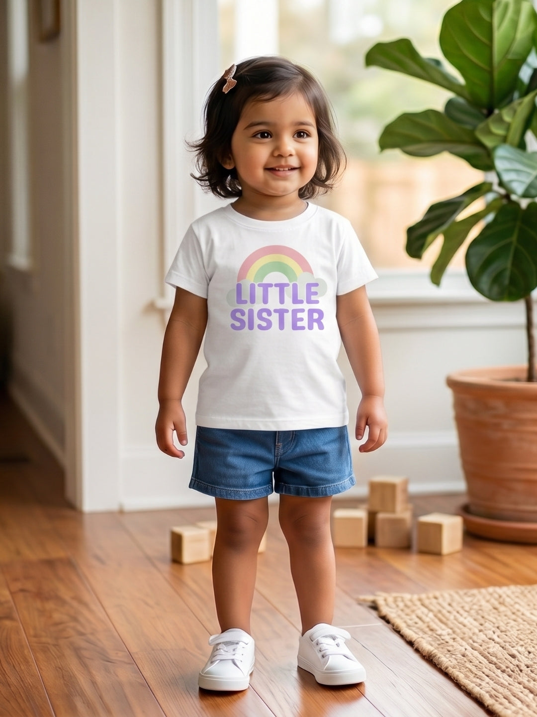 Little Sister Rainbow T-Shirt for Kids