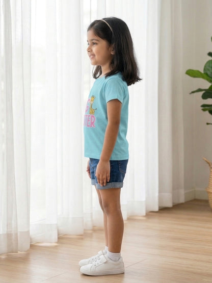 Big Sister Giraffe Print Kids T-shirt
