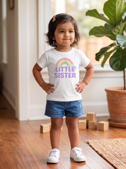 Little Sister Rainbow T-Shirt for Kids