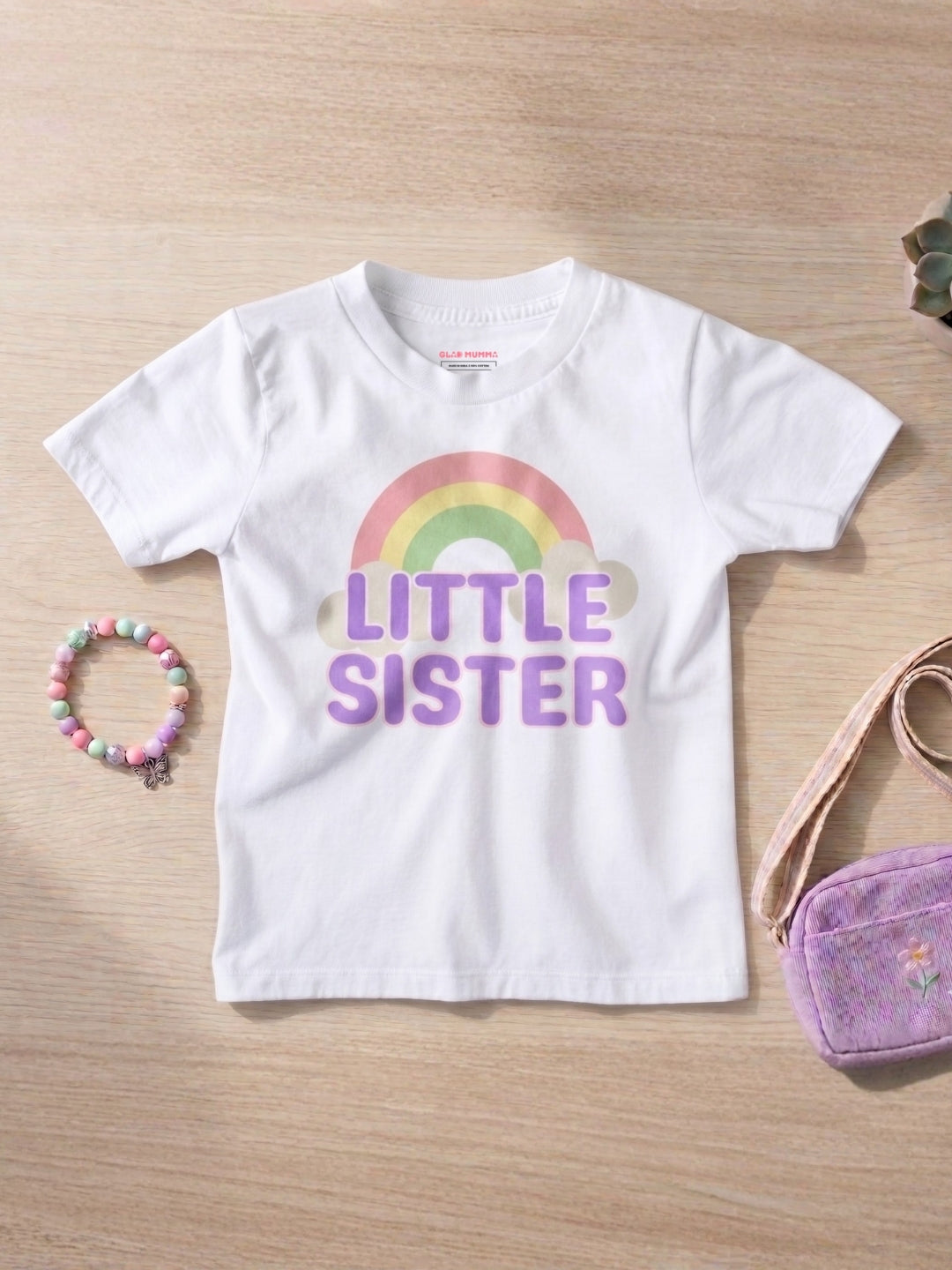 Little Sister Rainbow T-Shirt for Kids