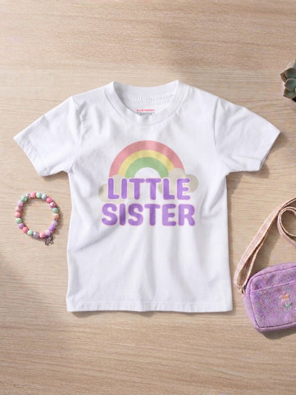 Little Sister Rainbow T-Shirt for Kids