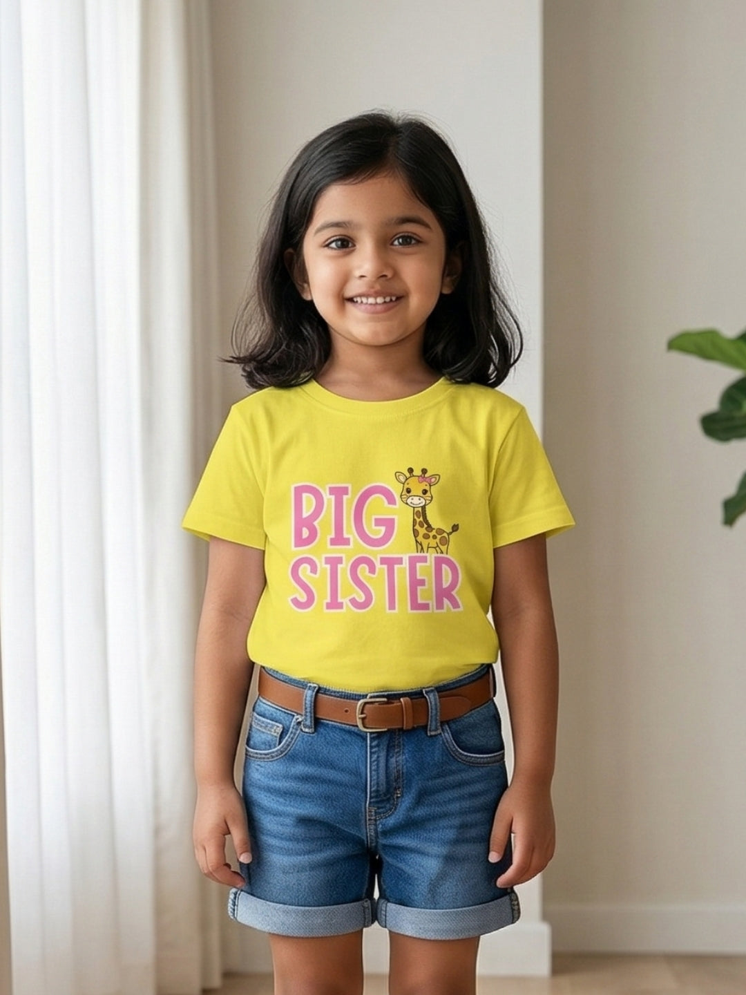 Big Sister Giraffe Print Kids T-shirt