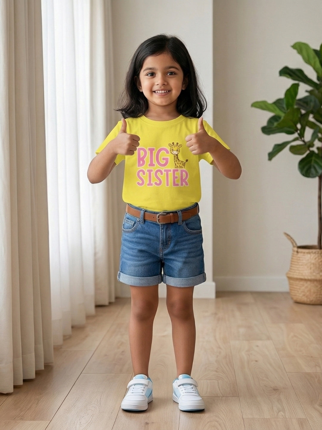 Big Sister Giraffe Print Kids T-shirt