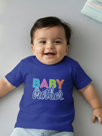Baby Brother Typography Cotton T-Shirt for Kids