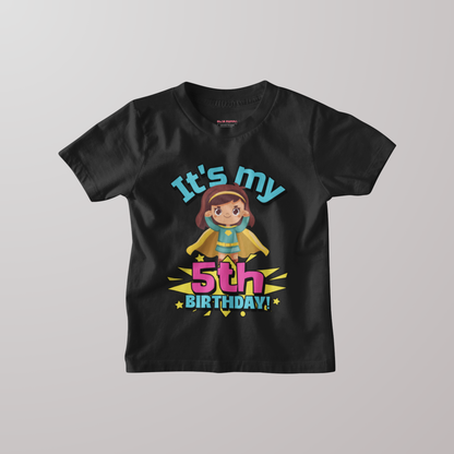 It's My 5th Birthday Supergirl Kids Cotton T-Shirt