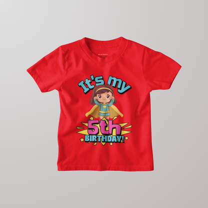 It's My 5th Birthday Supergirl Kids Cotton T-Shirt