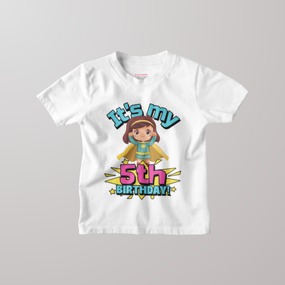 It's My 5th Birthday Supergirl Kids Cotton T-Shirt