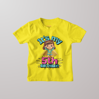 It's My 5th Birthday Supergirl Kids Cotton T-Shirt