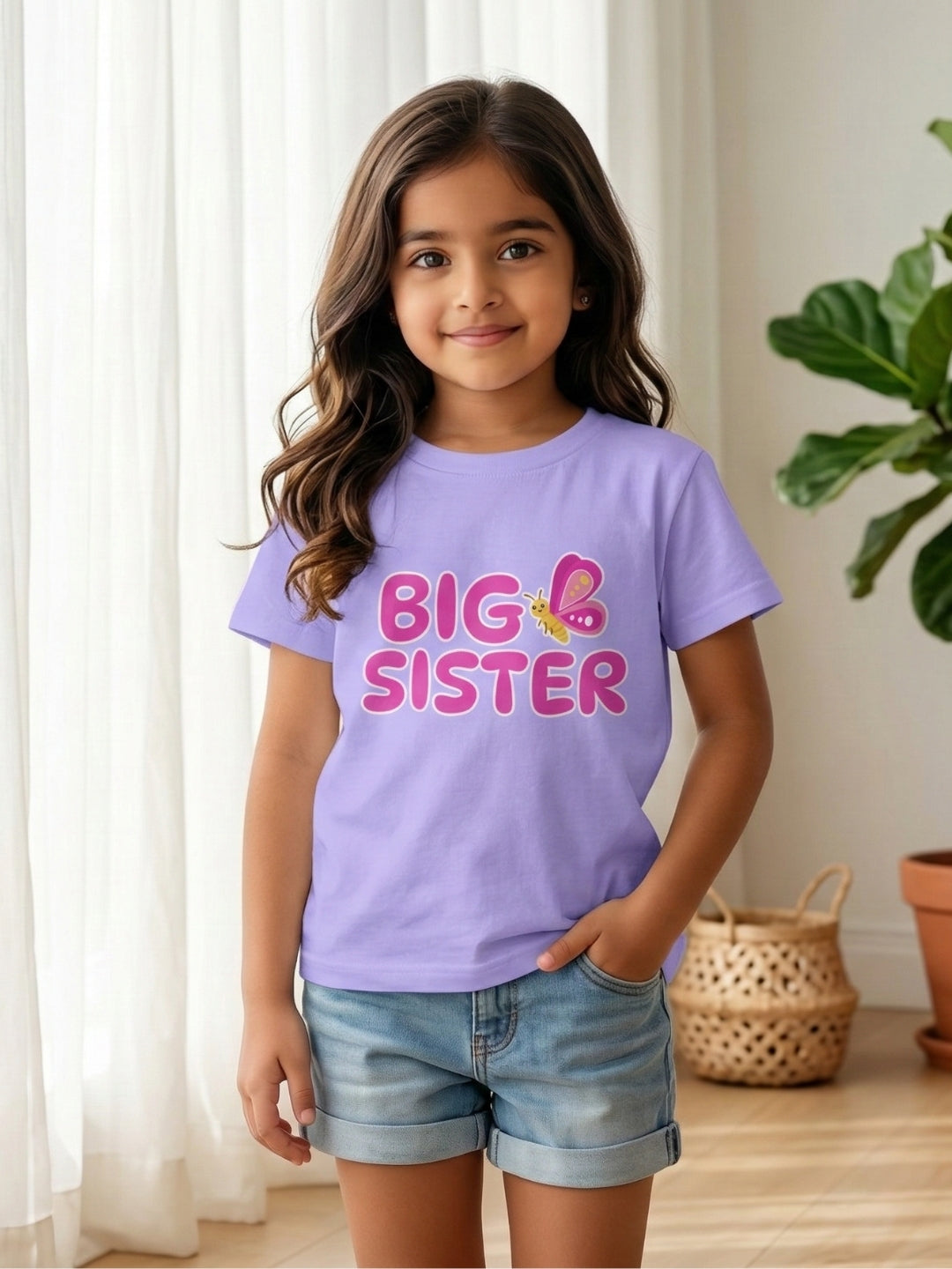 Big Sister Butterfly Kids Cotton T-shirt