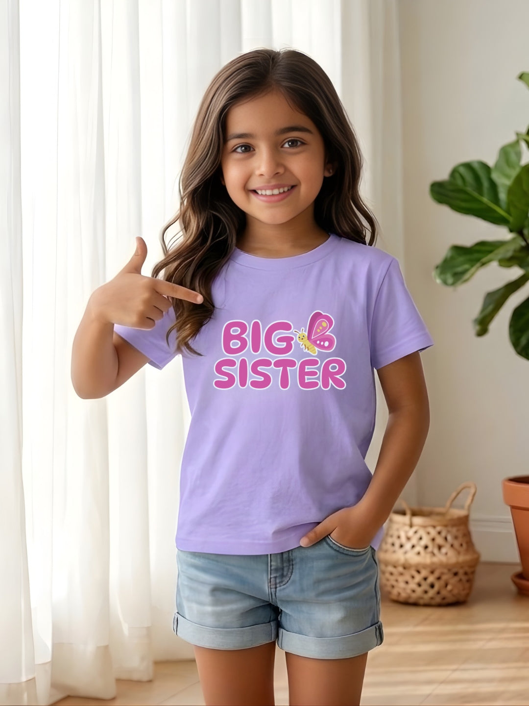 Big Sister Butterfly Kids Cotton T-shirt