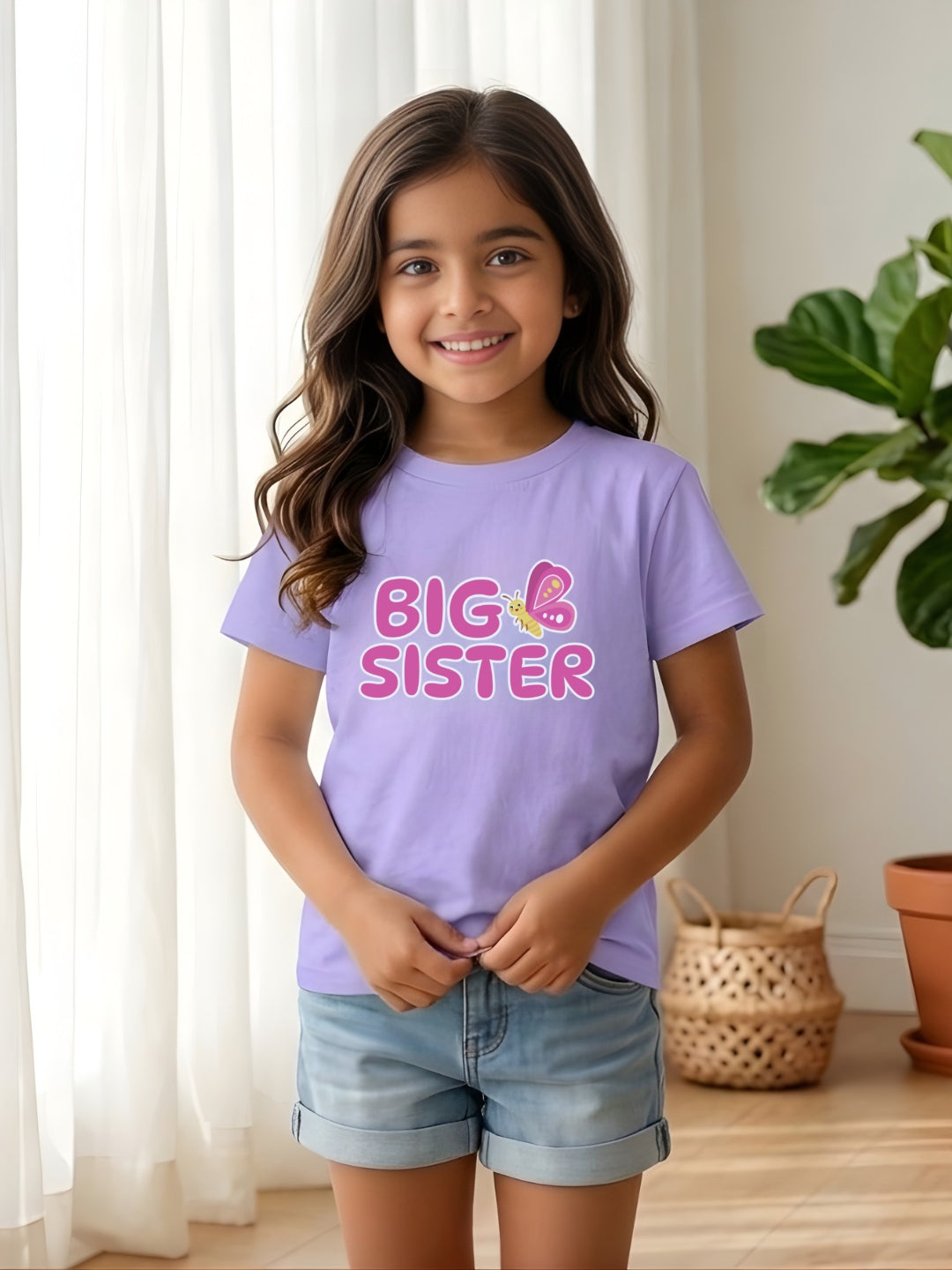 Big Sister Butterfly Kids Cotton T-shirt