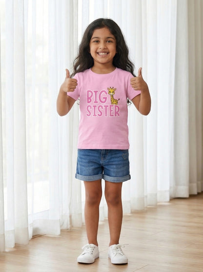 Big Sister Giraffe Print Kids T-shirt