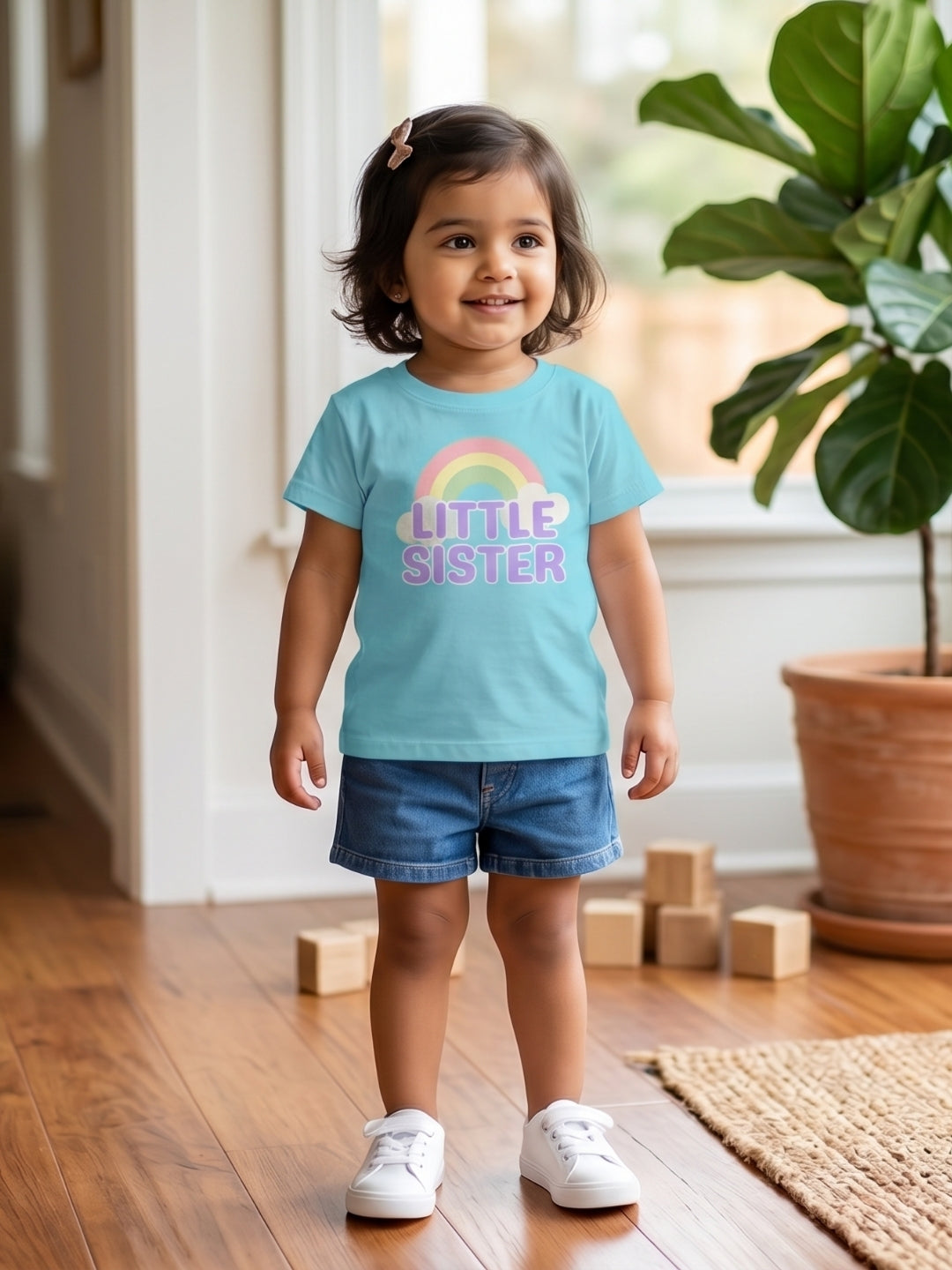 Little Sister Rainbow T-Shirt for Kids