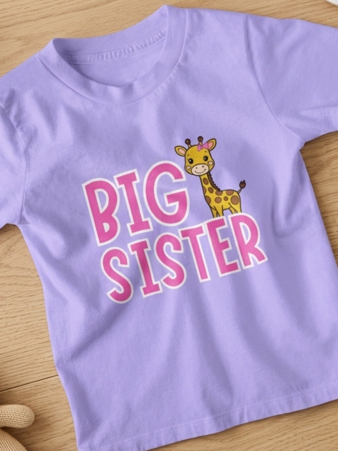Big Sister Giraffe Print Kids T-shirt