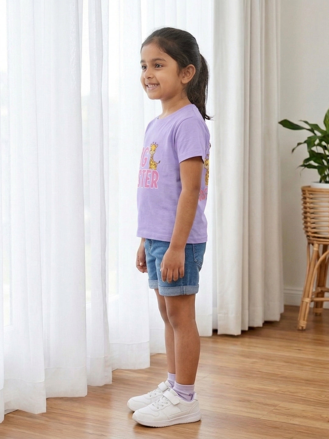 Big Sister Giraffe Print Kids T-shirt