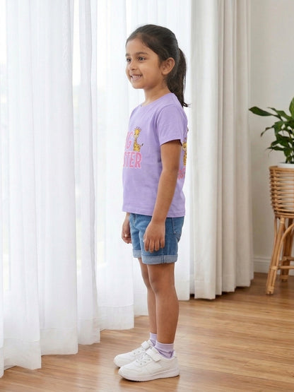 Big Sister Giraffe Print Kids T-shirt