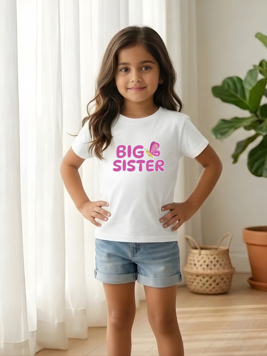 Big Sister Butterfly Kids Cotton T-shirt