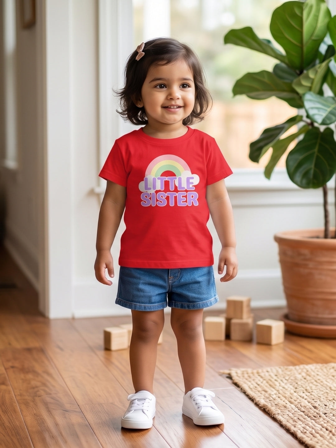Little Sister Rainbow T-Shirt for Kids