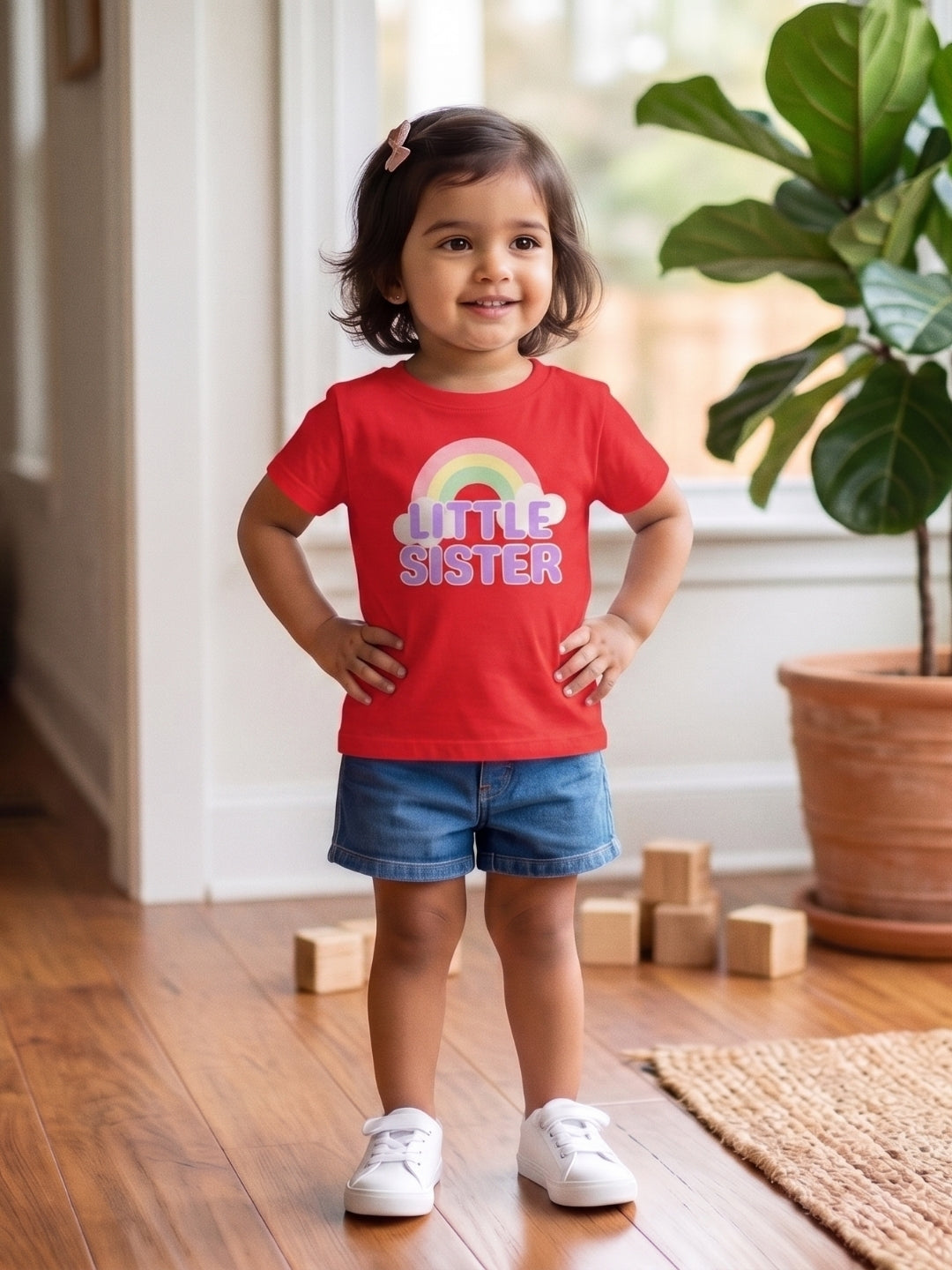 Little Sister Rainbow T-Shirt for Kids