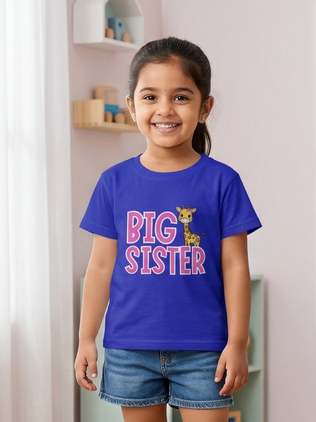 Big Sister Giraffe Print Kids T-shirt