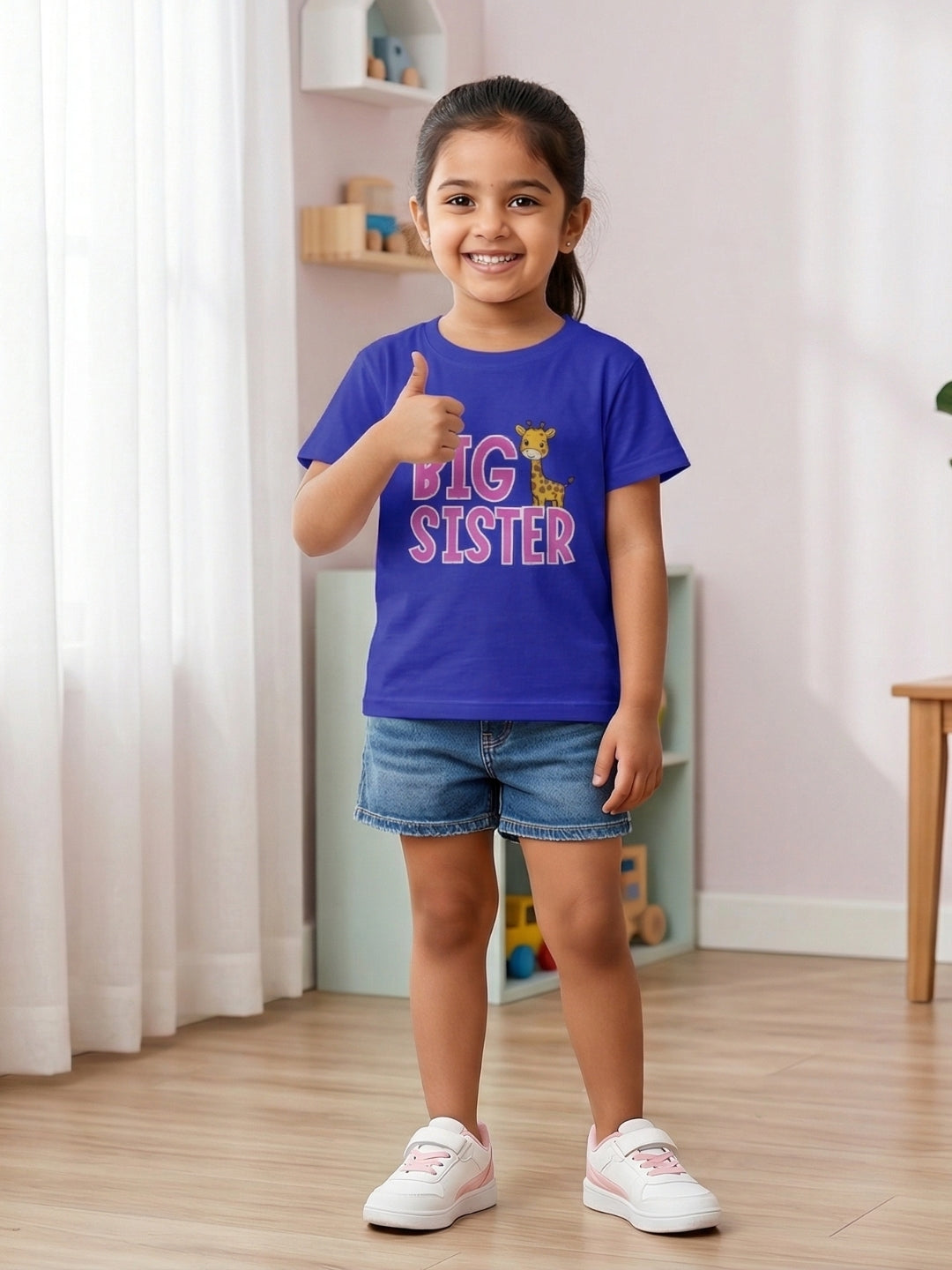 Big Sister Giraffe Print Kids T-shirt