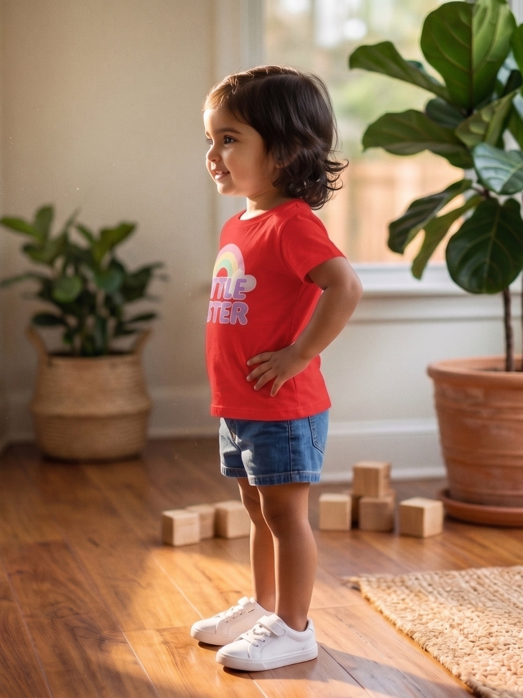 Little Sister Rainbow T-Shirt for Kids