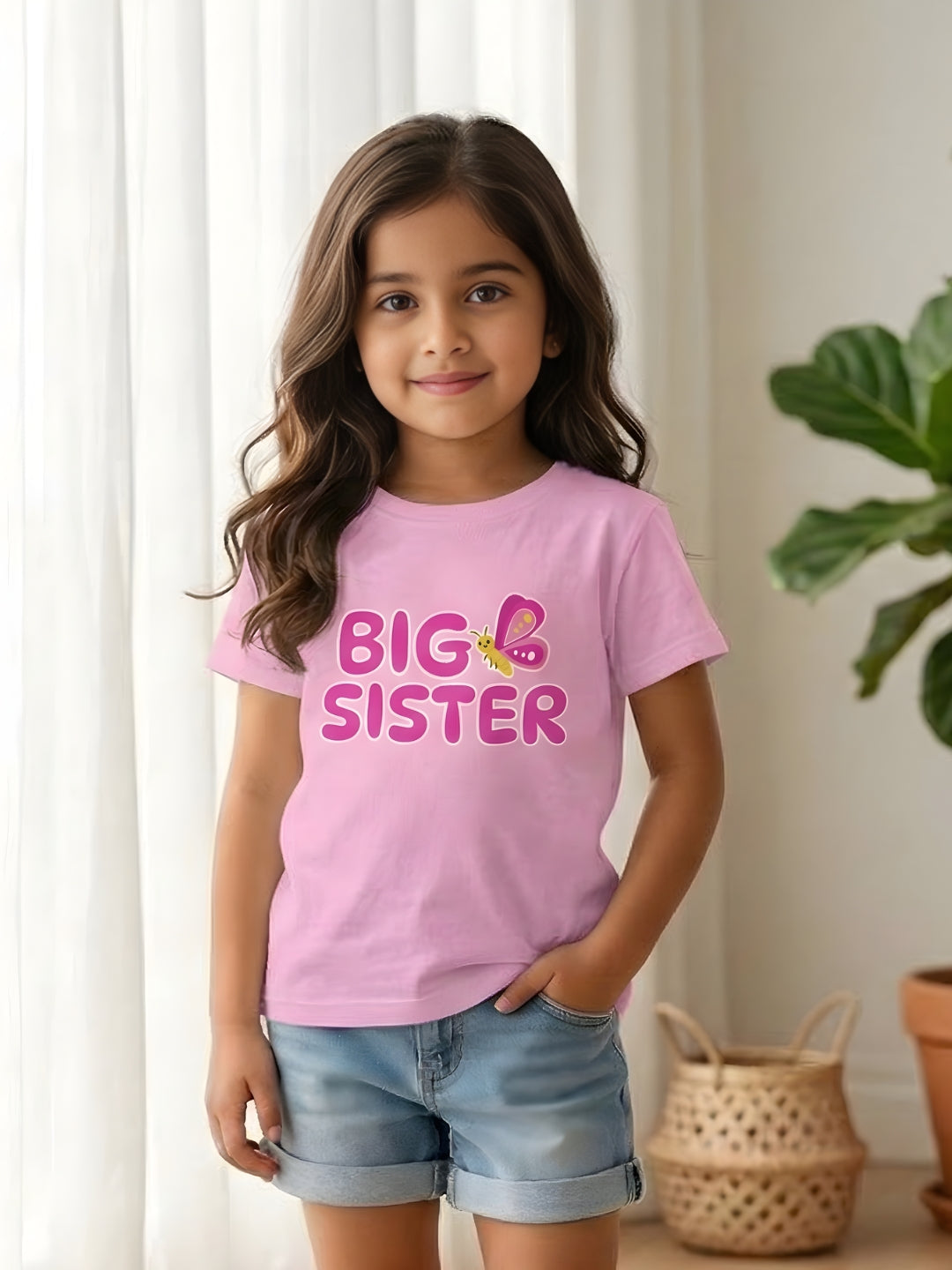 Big Sister Butterfly Kids Cotton T-shirt