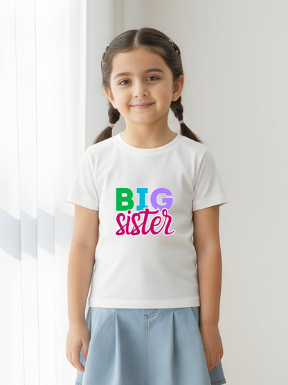 Big Sister Typography Cotton T-Shirt for Kids