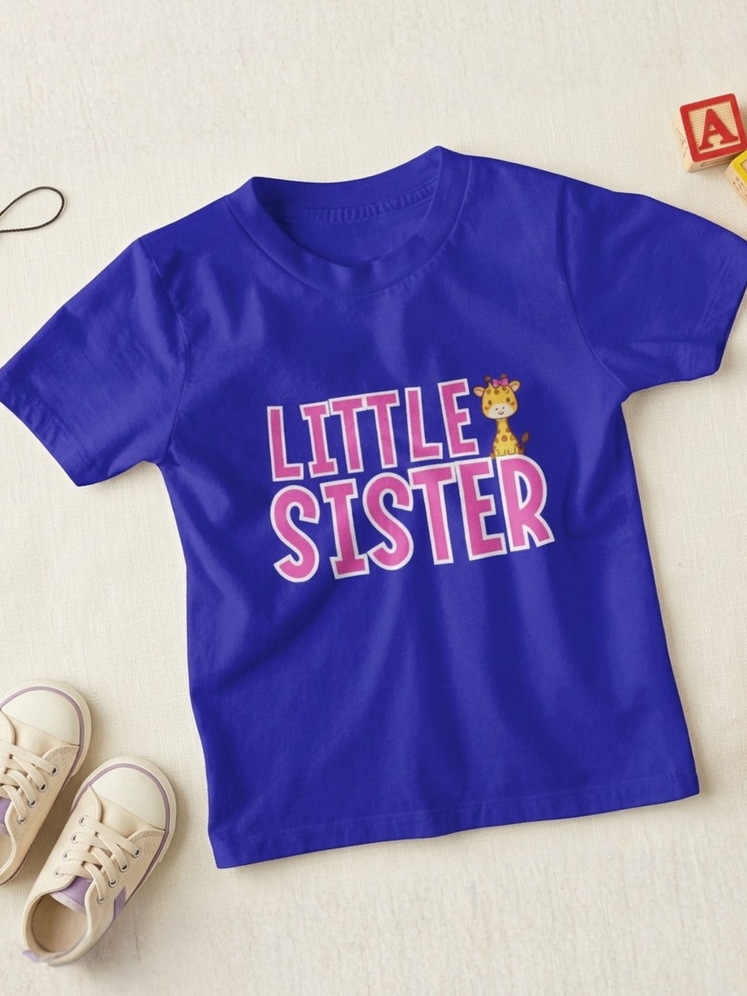 Little Sister Giraffe Print Kids T-shirt