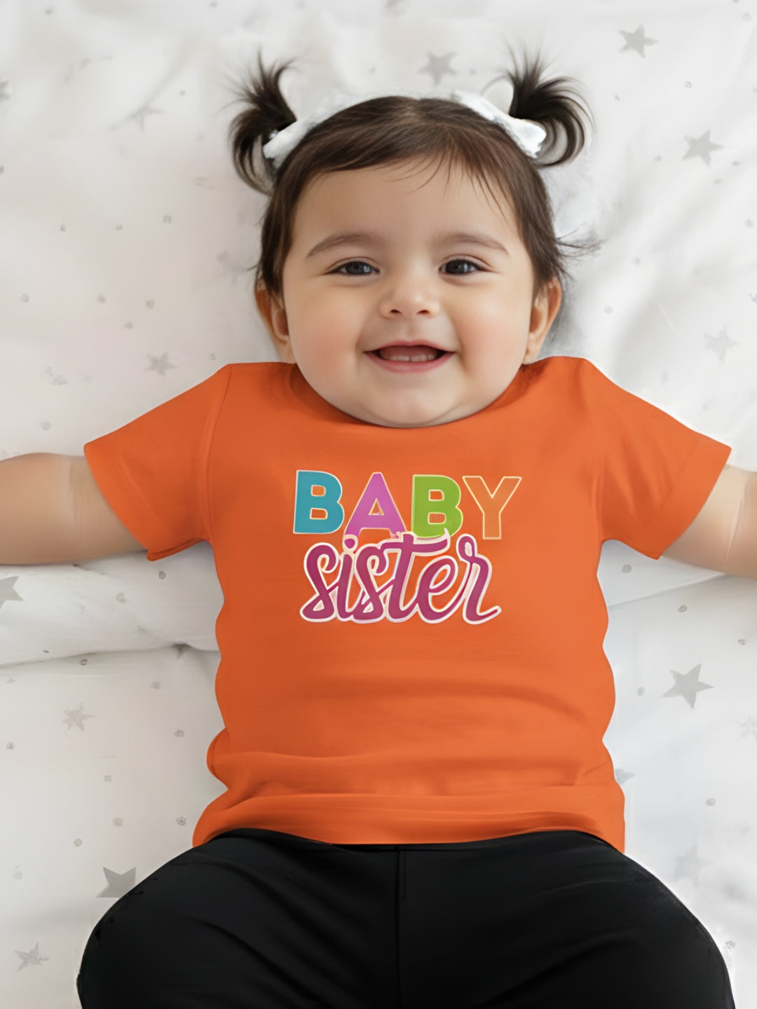 Baby Sister Typography Cotton T-Shirt for Kids