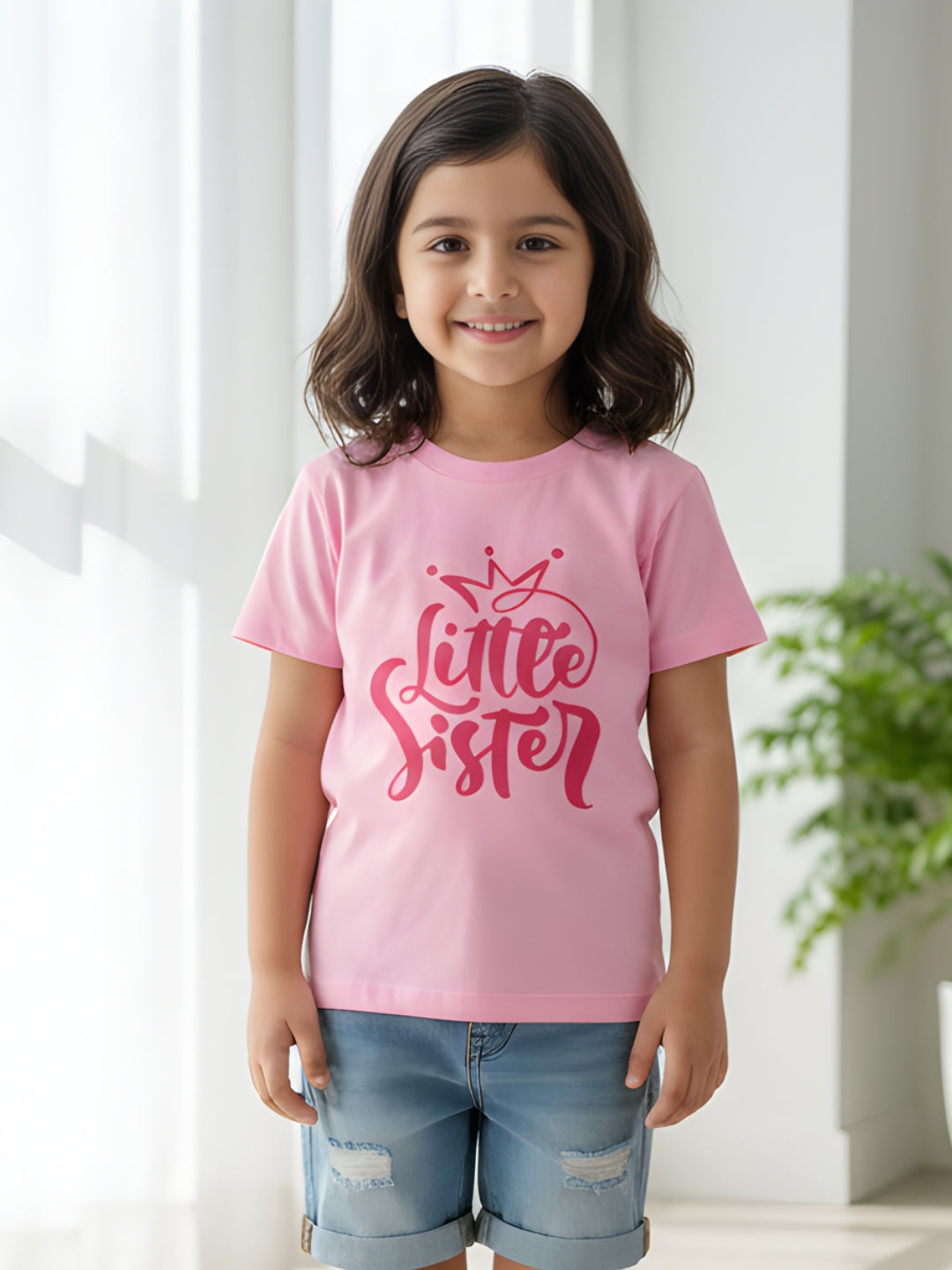 Little Sister Crown Kids Cotton T-Shirt