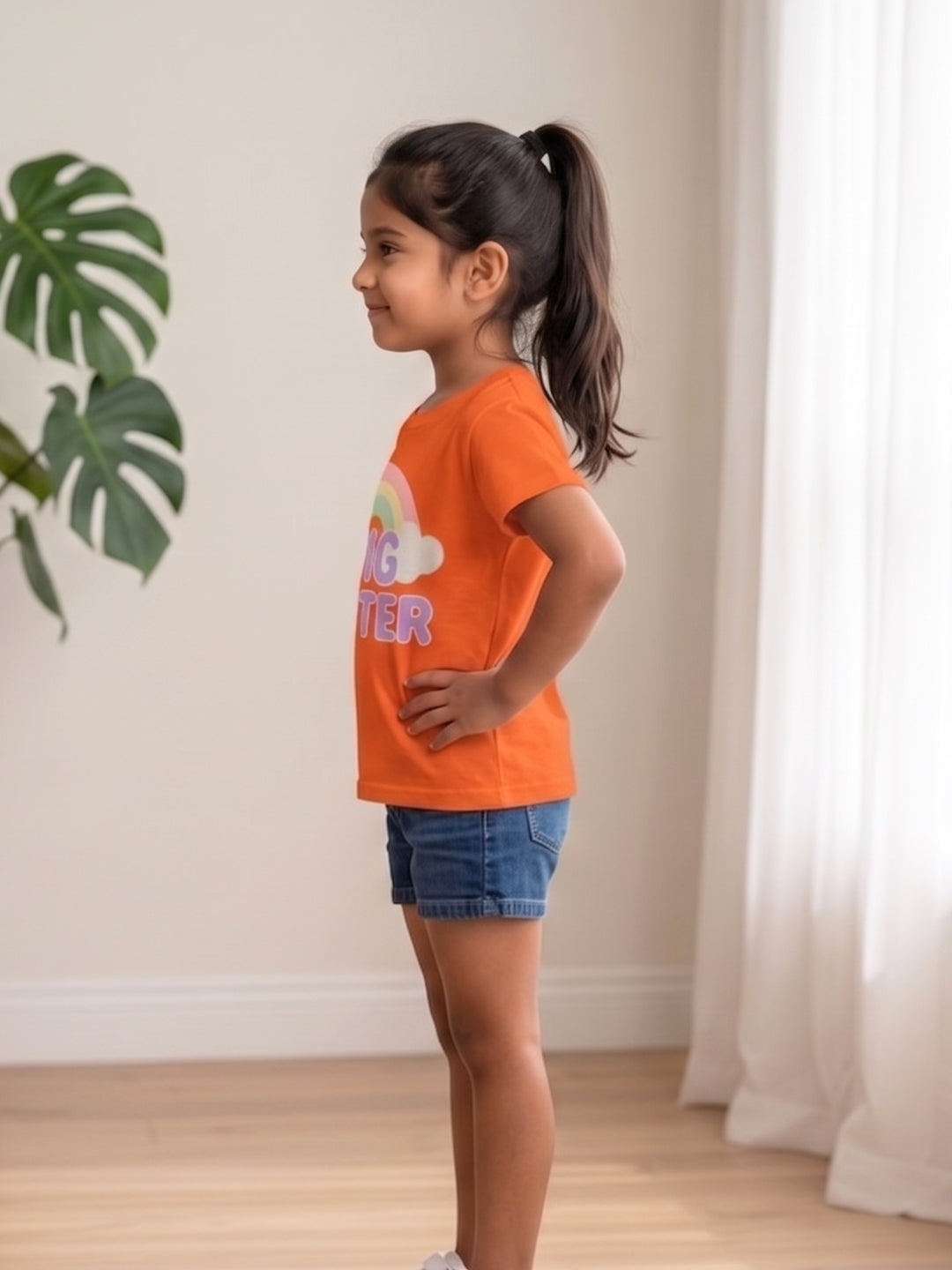 Big Sister Rainbow Printed Cotton T-Shirt for Kids