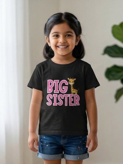 Big Sister Giraffe Print Kids T-shirt