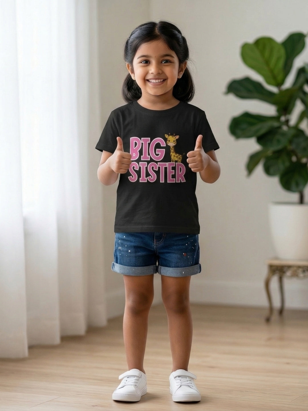 Big Sister Giraffe Print Kids T-shirt