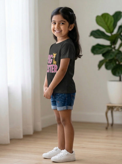 Big Sister Giraffe Print Kids T-shirt