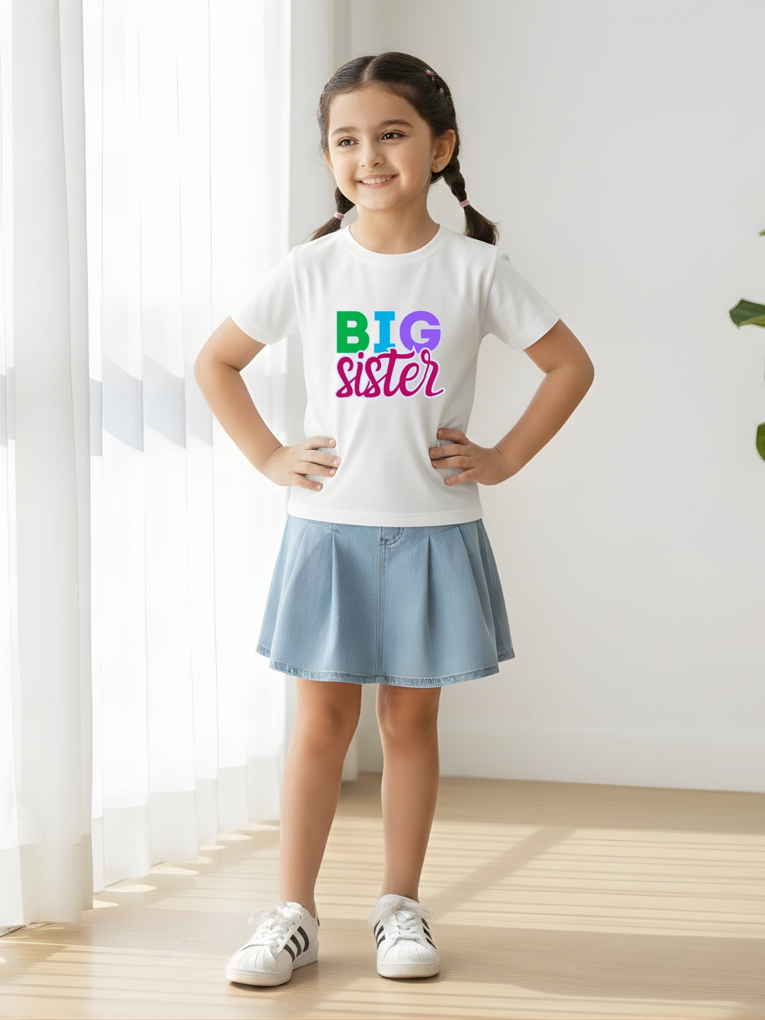 Big Sister Typography Cotton T-Shirt for Kids