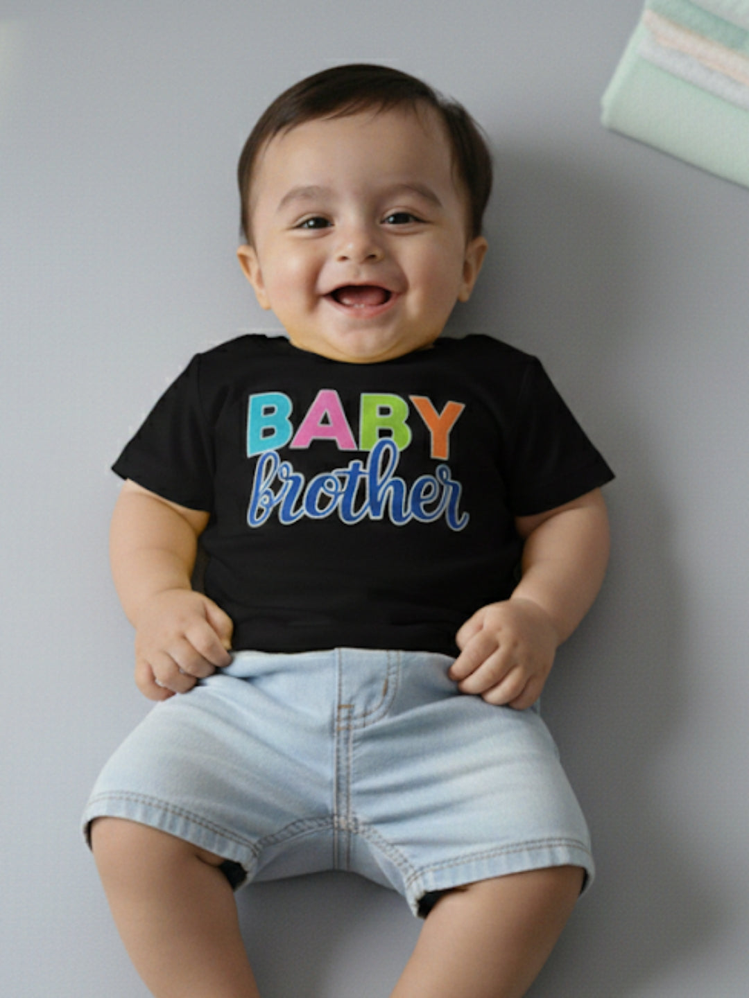 Baby Brother Typography Cotton T-Shirt for Kids