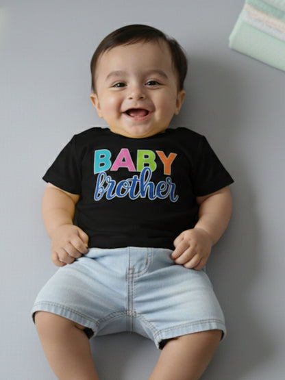Baby Brother Typography Cotton T-Shirt for Kids