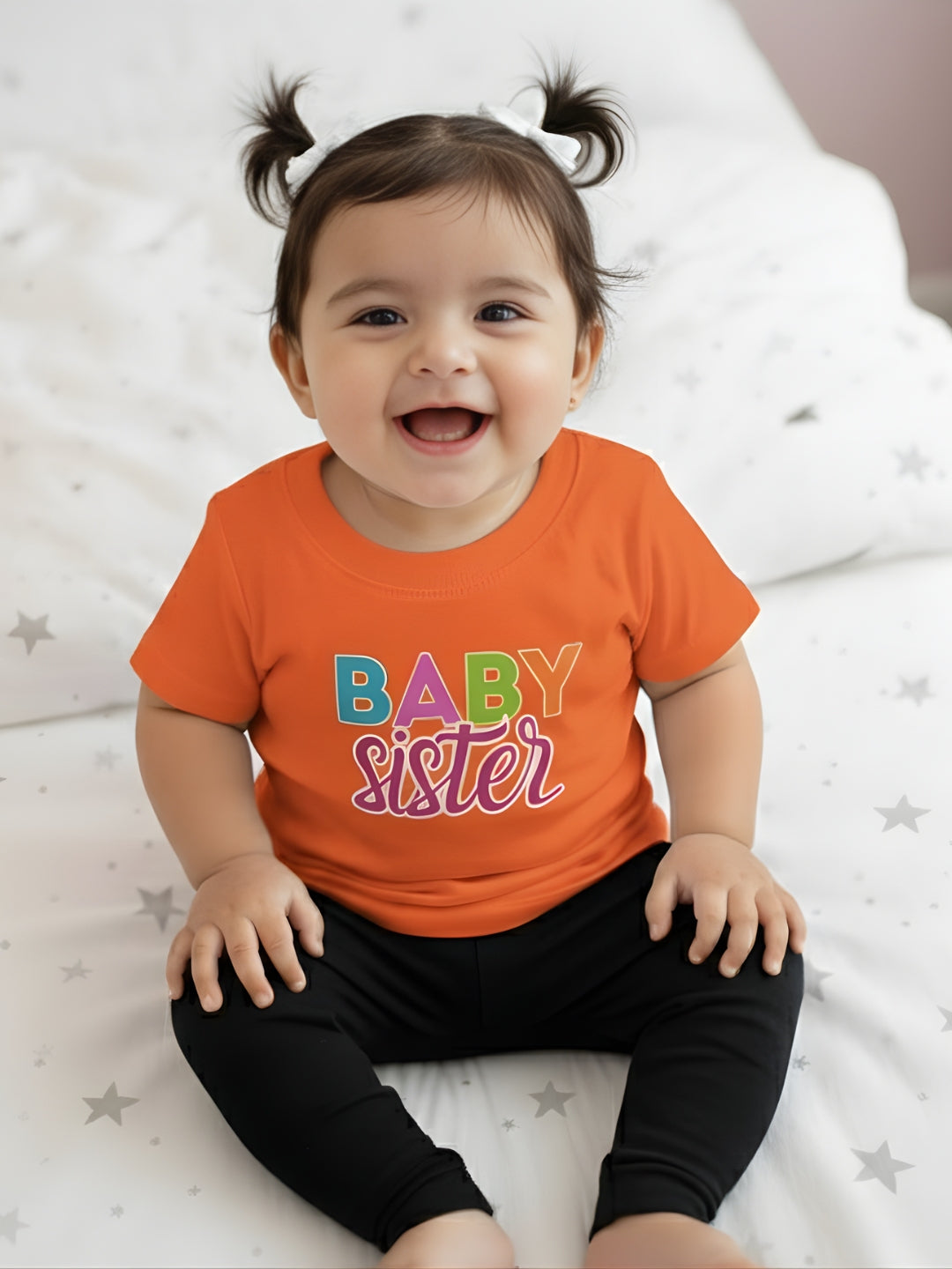 Baby Sister Typography Cotton T-Shirt for Kids
