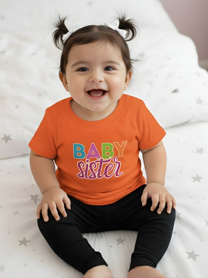 Baby Sister Typography Cotton T-Shirt for Kids