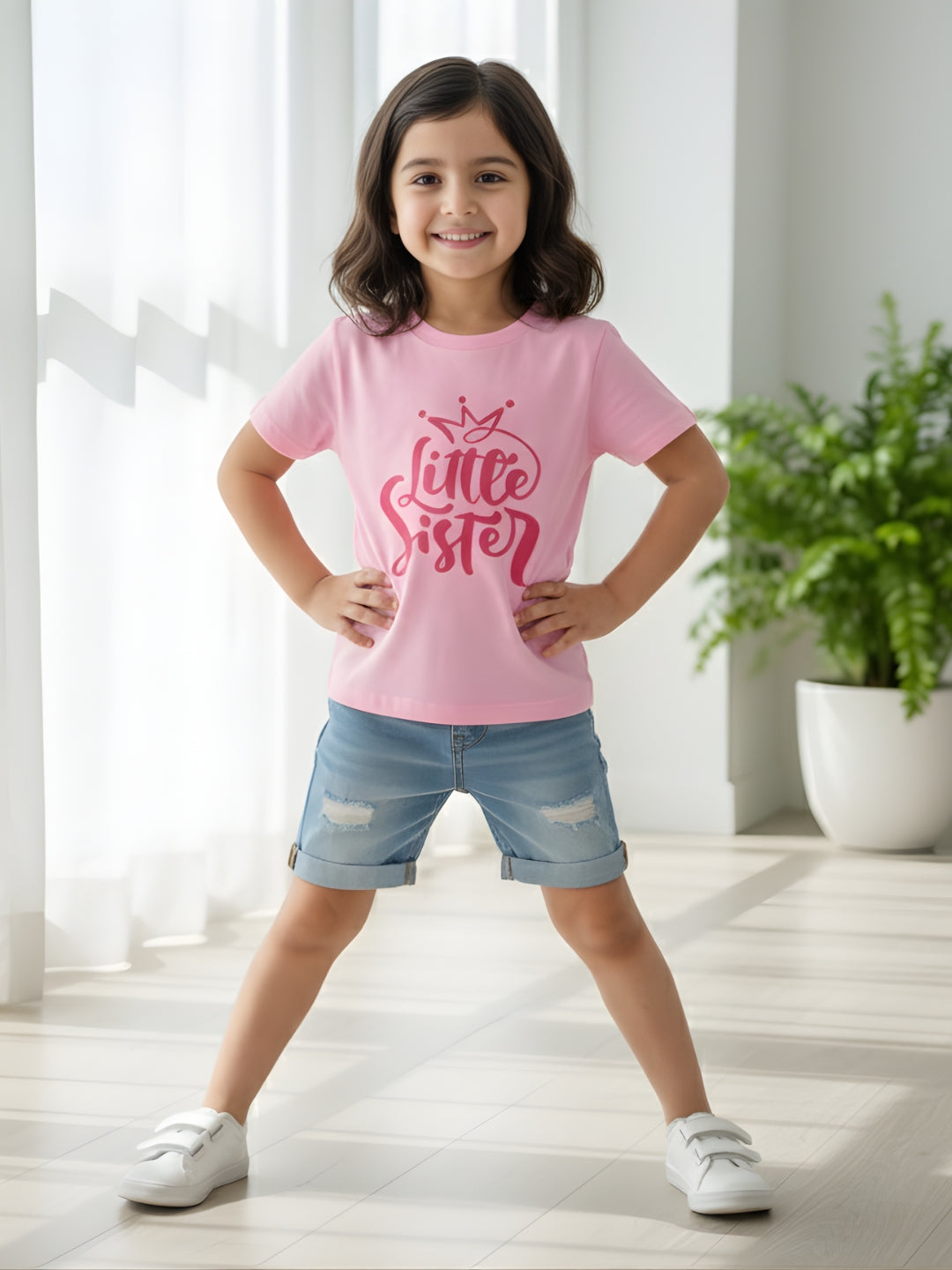 Little Sister Crown Kids Cotton T-Shirt